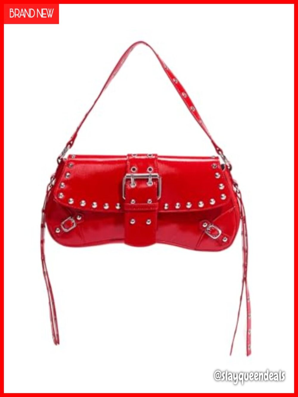 Faux Leather Studded Crossbody Purse Punk Goth Handbag Y2K Mini Shoulder Bag
